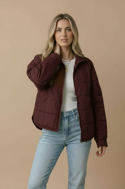 Brown Quilted Puffer Jacket
